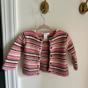 Janie and Jack | Baby Girl Striped Wool Sweater/Cardigan | 12-18 months
